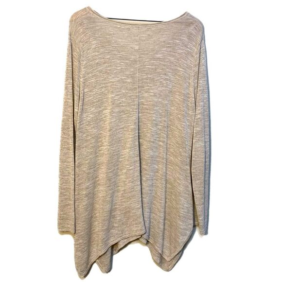 Linen Blend Tunic Top Women’s XL Tan V-Neck Long Sleeve Shark Bite 47% Linen. - Picture 2 of 11